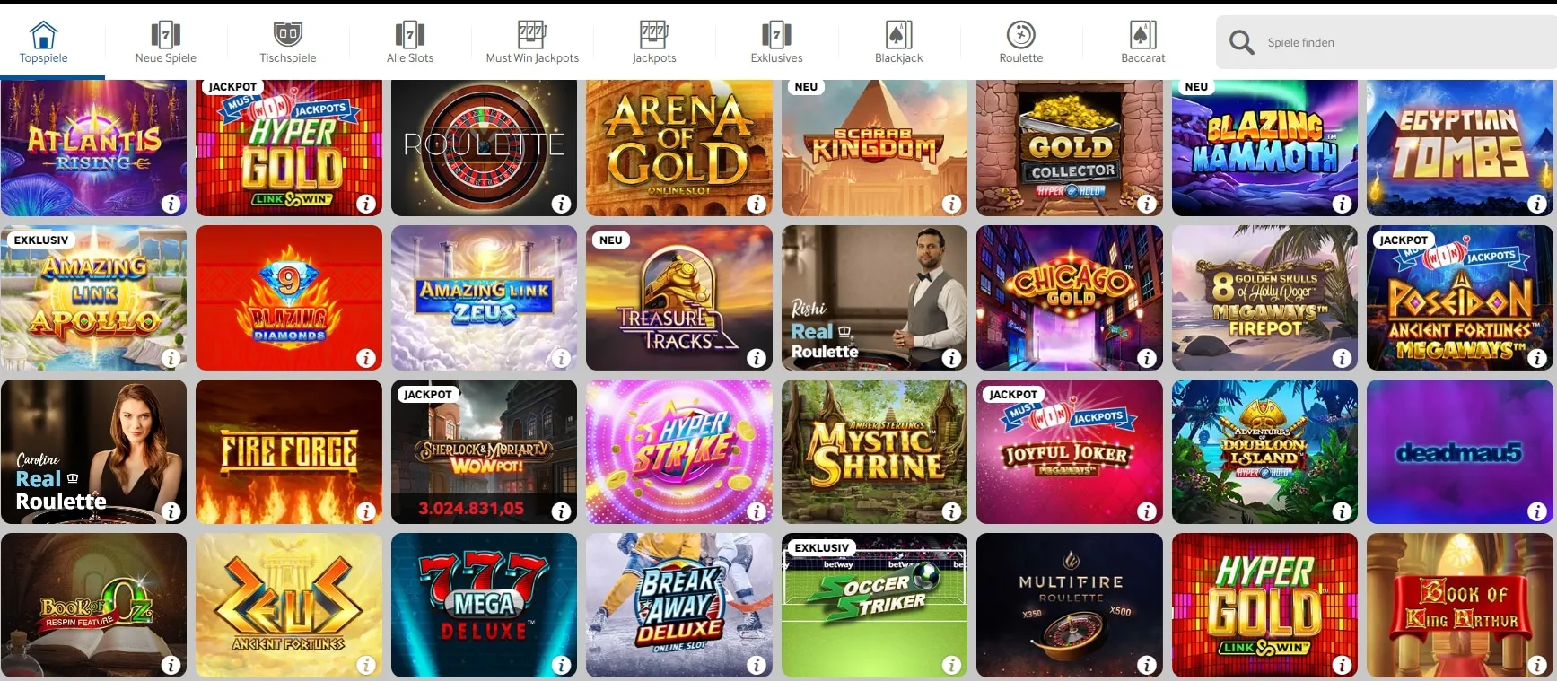 Betway große Auswahl an Spielen 